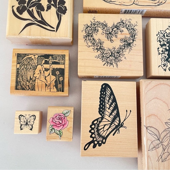 Lot Of Feminine Rubber Stamps Women Renaissance Art PSX Floral Rose Butterfly - Picture 3 of 10